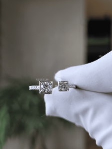 Bague de fiançailles classique ouverte en diamant de laboratoire rond 0,50 CT, double sertissage pavé en or, ajustable, bijoux de mode pour femme - Product Image 4