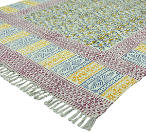 Contemporary Bohemian Handmade Washable Eco-Friendly Non-Slip Cotton Rug Area Floor <b>Covering</b> Hand Block Printed Decor Rajasthan - Product Image 1
