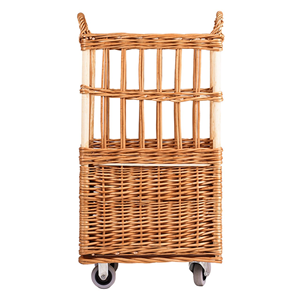 Factory Price Rattan Basket With Wheels, Custom Hand-Woven Supermarket Bread Merchandise Display <b>Trolley</b>, Eco-Friendly Vietnam - Product Image 3