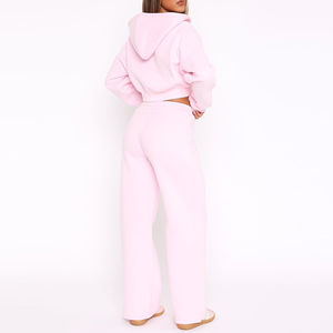 Conjunto de Sudadera Corta con Cremallera y Pantalones de Chándal, Chándales Personalizados, Conjunto de Jogger con Bordado Vintage Desgastado, Chándales de Streetwear para Mujer - Product Image 4