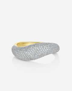 Sparkling Lab Grown Diamond Cloud <b>Dome</b> Statement <b>Rings</b> 925 Silver 10k 14k 18k Solid Gold Pave Set Bridal Cocktail Curved Bands - Product Image 1