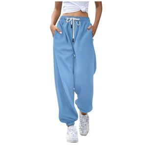 Women's Yellow 100% Cotton Mid Rise Jogger Sweatpants <b>Elastic</b> <b>Waist</b> Solid Cuffed Ankle Casual Sporty ODM <b>Trousers</b> - Product Image 5
