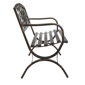 Panca in ferro bronzato da 50 pollici con schienale a farfalla e gambe incrociate, design antico, mobili in metallo per esterni per patio, ingresso, giardino, parco, hotel, centri commerciali - Product Image 4