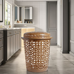 Panier à linge rond Diana en plastique, fabriqué en Inde, avec couvercle, écologique, organiseur de vêtements, rangement de literie, multifonctionnel, léger - Product Image 5