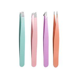 Pince à épiler professionnelle légère, réutilisable, durable, inclinée, en acier inoxydable coloré et antirouille pour cils et sourcils – Idéale pour salon - Product Image 1