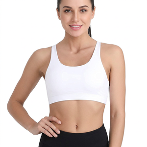 Women Seamless Scoop Neck Racerback Sports Bra Medium Support Breathable Yoga Fitness Wear White Solid Color - Product Image 2