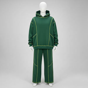 Ensemble deux pièces imprimé avec strass, coupe ample et oversize, en molleton épais, grande taille, pour l'hiver - Product Image 2