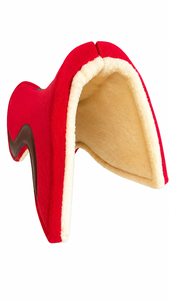 Tapis de selle de dressage en polaire rouge avec logo marron pour l'équitation - Product Image 1