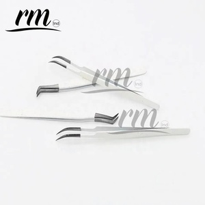 Pince à épiler professionnelle RMI en acier inoxydable, pointe en fibre, revêtement blanc, points noirs, prise ferme, tous types - Product Image 6