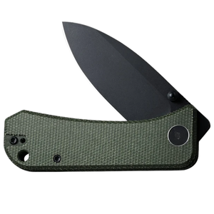 Navaja Plegable Verde Oliva y Negra con Mango Texturizado, Hoja Negra Mate, Clip de Bolsillo, Diseño Manual Compacto - Product Image 5