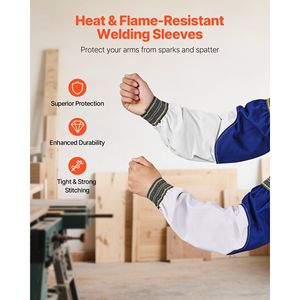 Manicotti Protettivi in Cotone FR con Pelle di Pecora per Saldatura, Resistenti al Calore e alle Fiamme, per Uomini e Donne, Ideali per Lavoratori - Product Image 2