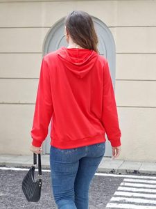 Sudadera con capucha personalizada de felpa antiencogimiento para mujer, estilo casual para otoño e invierno. Composición del material: 95% poliéster. - Product Image 2