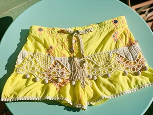 Ấn Độ Dân Gian Cảm Ứng Luxury Cotton Gương Thêu Tay Tôn Tạo Ngắn & Top Set Cổ Điển Crochet Trim Tùy Chỉnh Thực Hiện Phụ Nữ Ăn Mặc - Product Image 2