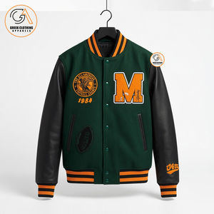 Factory Direct Custom Patchwork FAMU Hooded Breathable Eco-Friendly Winter Bomber <b>Jacket</b> Rib Trim Varsity Outerwear Vintage - Product Image 1