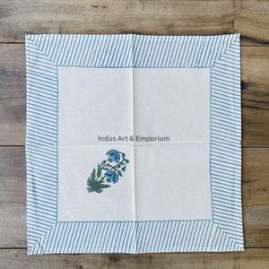 Indus Art Emporium Classic Handmade Thin 100% Cotton <b>Rectangle</b> Place Mat Floral Print Geometric Border Machine Washable Home - Product Image 4