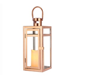 Shiny <b>Copper</b> Finished Wholesale Selling Portable Eco-Friendly Metal Candle <b>Lantern</b> for Home Decoration Handmade Customized - Product Image 1