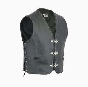 Chaleco de Cuero Negro Premium para Motociclistas, Tallas S a 3XL - Product Image 1