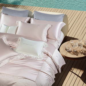 Parure <span class=keywords><strong>de</strong></span> lit en satin jacquard <span class=keywords><strong>rose</strong></span> <span class=keywords><strong>de</strong></span> luxe léger avec garniture en dentelle élégante, <span class=keywords><strong>housse</strong></span> <span class=keywords><strong>de</strong></span> <span class=keywords><strong>couette</strong></span> soyeuse pour la décoration <span class=keywords><strong>de</strong></span> chambre <span class=keywords><strong>de</strong></span> villa moderne - Product Image 5
