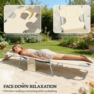 Juego de Dos Sillones de Exterior Color Beige, Silla para Tomar el Sol con Diseño de Chaise Longue - Product Image 3
