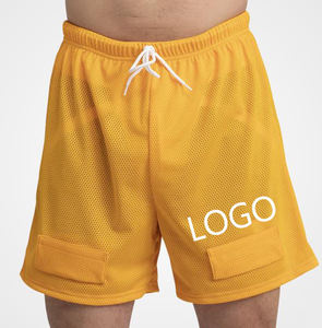 Popular Men's <b>Elastic</b> Waist Solid Color Polyester Mesh Jogger Shorts Custom Summer Breathable Athletic Running Fitness Shorts - Product Image 1