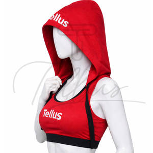 Nouveau style tendance, sweat à capuche court respirant pour femme, couleur unie personnalisable, décontracté, en polyester/coton - Product Image 2