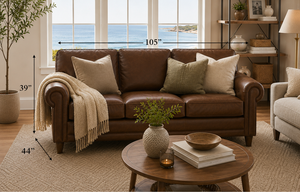 Sofá Chesterfield Tradicional de Cuero Genuino, 3 Plazas, Brazos Redondos, Respaldo Ajustado, Patas de Madera Tapizadas, Sofá de Cuero para Sala de Estar - Product Image 2