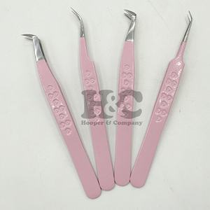 Nouveau Hello Kitty pince à épiler Hello Kitty Extension de cils pince à épiler noir argent pointe Extension de cils pince à épiler Logo de vison durable - Product Image 2