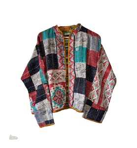 Chaqueta Kantha Vintage Reversible de Moda, Unisex, Hecha a Mano, Corta, para Invierno, con Patrón Floral, Talla Única, Personalizable - Product Image 1