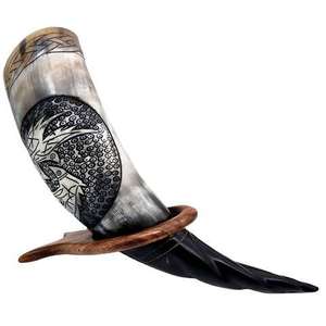 Corne à boire authentique en corne de buffle Viking, 100% naturelle, faite à la main, en laiton, pour bière/hydromel, traditionnelle, vente en gros - Product Image 2