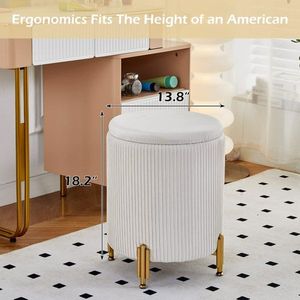 Pouf Contenitore Contemporaneo da 23Qt, Poggiapiedi in Velluto, Sgabello da Toeletta, Sedia con Supporto da 136 kg, Stile Moderno, Tavolino da Caffè con Pouf - Product Image 4