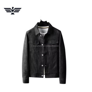 Chaqueta casual de invierno para hombre, diseño único, de cuero de gamuza, con botones, estilo vintage, tipo camionero. - Product Image 6