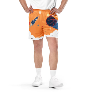 Women's Orange Print Basketball Shorts Elastic Waist Breathable Summer Sport Wear With Pockets Regular Fit - Product Image 2