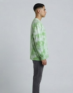 T-shirt à manches longues pour homme, effet délavé, vintage, coupe ample, col rond, en coton, style streetwear décontracté - Product Image 3