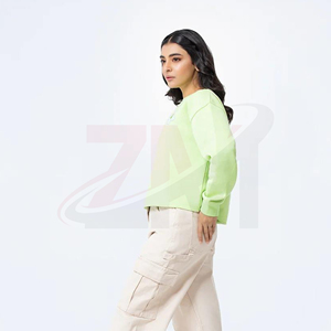 Sudadera Oversize de Cuello Redondo para Mujer, Bordado Floral, Tejido de Algodón, Corta, Estilo Casual Urbano, Primavera - Product Image 5