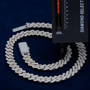Cadena Cubana para Hombre de Plata de Ley 925 Chapada en Oro Rosa, con Moissanita y Diseño Elevado, Joyería Hiphop Sólida y Pesada - Product Image 2