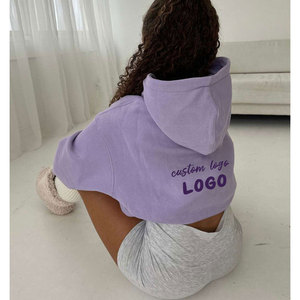 Sudadera con Capucha Extra Grande con Logotipo Personalizado, Felpa Morada, Informal, Unisex, Estilo Urbano, Sudadera con Estampado Frontal, Corte Regular, Ropa de Otoño - Product Image 3