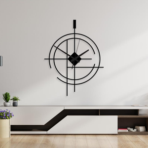 Horloge murale moderne en métal, design géométrique circulaire, horloge contemporaine abstraite, décoration minimaliste pour le salon - Product Image 2