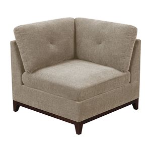 Tessuto ciniglia cammello 9pc Set di mobili componibili componibili 3 cunei angolari 4 poltrone senza braccia 2 pouf trapuntati a vista - Product Image 6