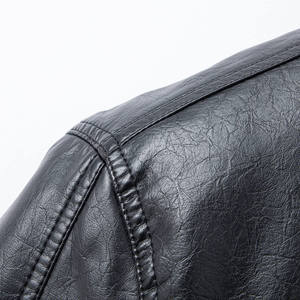 <b>Mens</b> High Quality Casual <b>Leather</b> Jacket Spring Autumn Windproof Light <b>Long</b> Sleeve Winter Jacket OEM Custom Biker <b>Coat</b> - Product Image 2