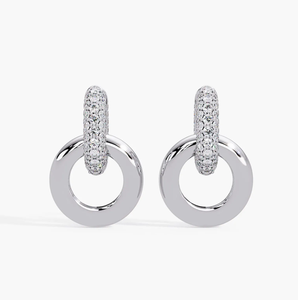Pendientes de Mujer de Diseño de Lujo con Diamantes Cultivados en Laboratorio de Alta Calidad, Corte Brillante, Rellenos, Chapados en Oro de Alta Pureza, Certificados por IGI - Product Image 3