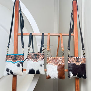 Bolso de hombro de diseño floral de cuero hecho a mano para mujer, bolso de mano para teléfono móvil, bolso de piel de vaca auténtica - Product Image 5