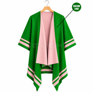 Cosh International Sorority Sisterhood Green Pink Batwing Sleeve <b>Cardigan</b> Long Casual Solid Color Polyester <b>Open</b> <b>Front</b> Sweater - Product Image 1
