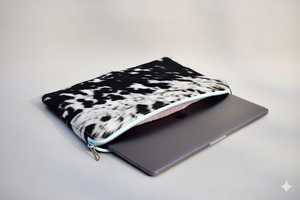 Funda Protectora para Laptop de Cuero con Pelo, Hecha a Mano, de Piel de Vaca, con Logotipo Personalizado LHLS-0008, Venta al Por Mayor - Product Image 3