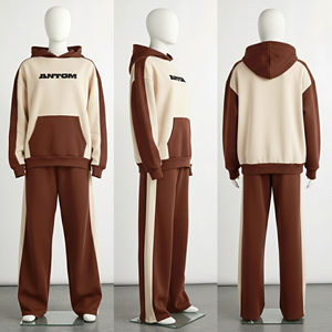 Ensemble de survêtement deux pièces en coton épais respirant pour homme, avec capuche, personnalisable pour l'hiver - Vente en gros - Product Image 1