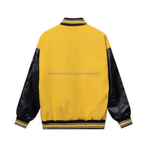 Vestes de baseball pour hommes avec manches en cuir / Vente en gros de vestes varsity pour hommes à manches longues en cuir coupe-vent matelassées - Product Image 5