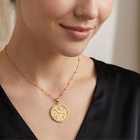 Collier pendentif signe zodiacal Vierge plaqué or 18 carats avec étoiles et lune en zircon cubique, chaîne popcorn, style classique unisexe