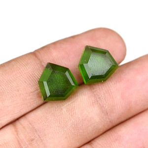 High Quality <b>Peridot</b> Quartz Hexagon Shape Step Cut High Polish 12mm Flatback Loose Cabochon Jewelry Making Pendant Earring - Product Image 1