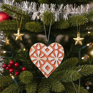 VIXM17008 Adorno Colgante de Madera de Alta Calidad con Forma de Corazón y Estampado Abstracto para Árbol de Navidad |   Regalo Decorativo Festivo para el Hogar - Product Image 2