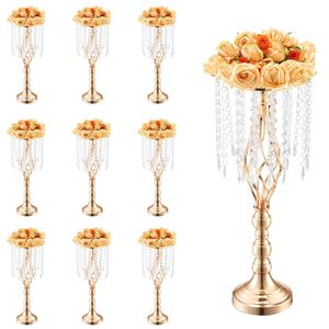 10 pz 55cm/21.65 'vaso di fiori di cristallo alto per feste e decorazioni da tavola centrotavola di nozze - Product Image 1