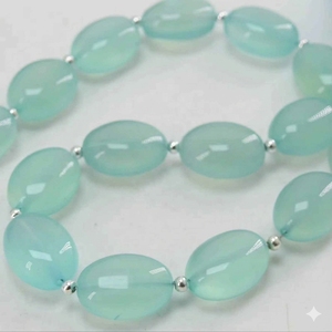 Perles de chalcédoine bleu aqua lisses et polies de forme ovale 14x10 mm, nouvelle arrivée, brin de 10 pièces - Product Image 6
